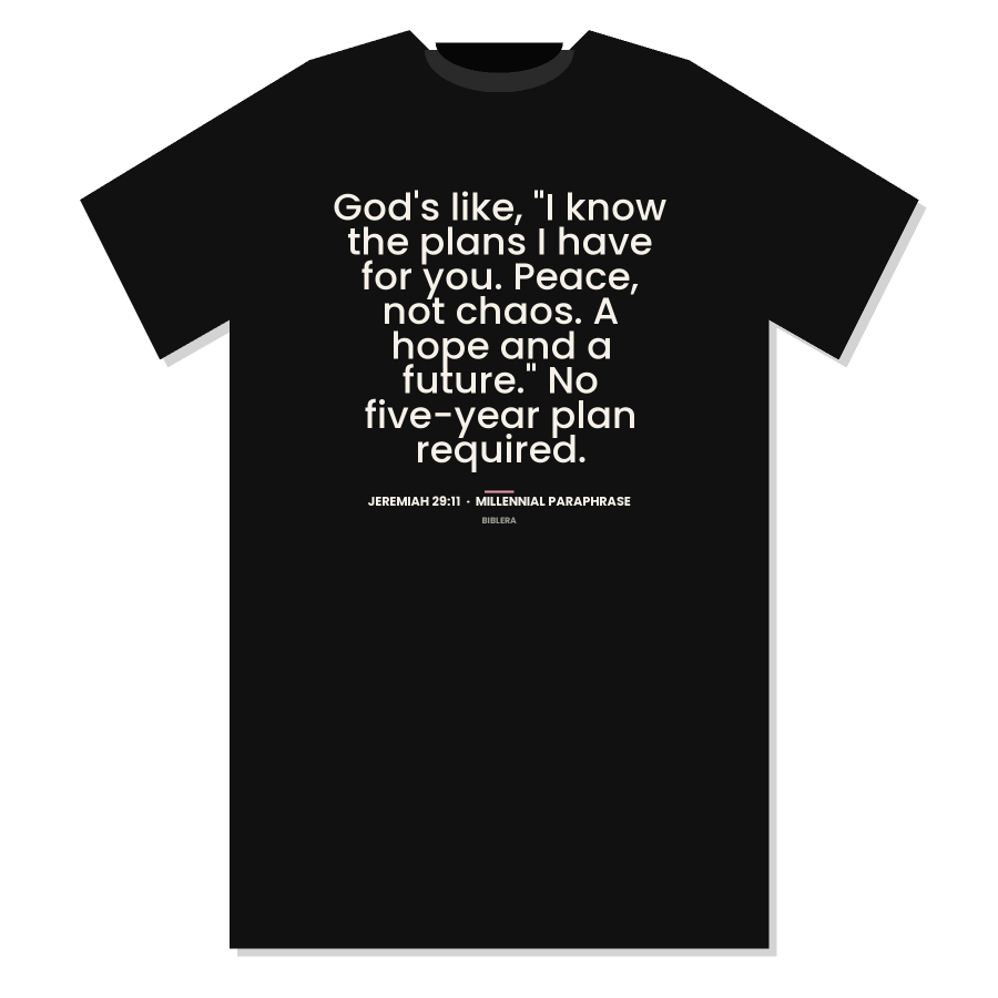 Jeremiah 29:11 Millennial paraphrase t-shirt